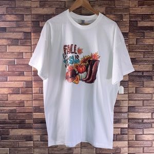 Womens NWT Heavy Cotton Gildan White “Fall For Jesus “ XL Graphic T Shirt